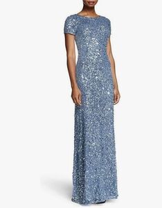 Adrianna Papell Women's Short-Sleeve All Over Sequin Gown